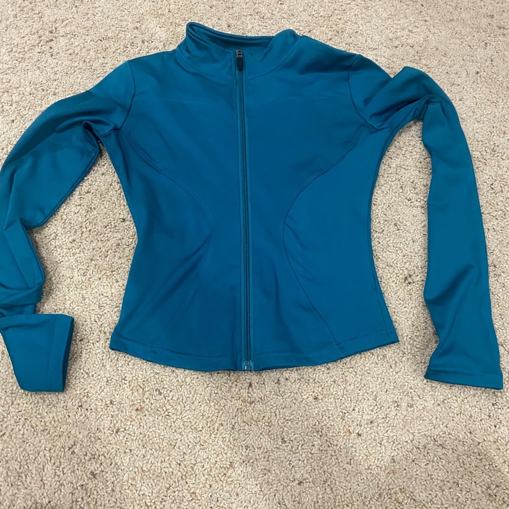 LuYaaS Teal Athletic Jacket Size S Full Zip Thumbhole Yoga Workout